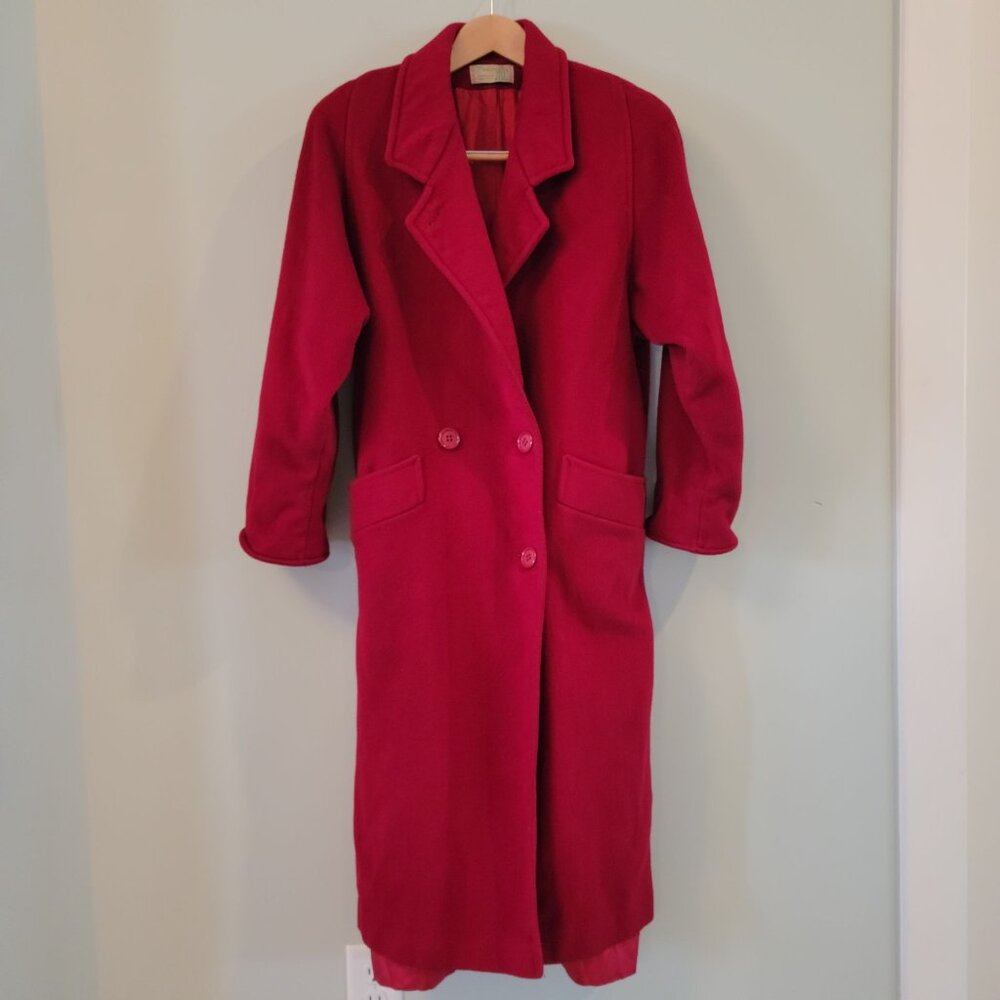 Vintage 80s Red 100% Wool Coat Fashions by Jill